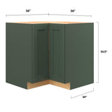allen + roth Galway 36-in W x 34.5-in H x 24-in D Sage Diagonal Corner Base Fully Assembled Cabinet (Flat Panel Shaker Style)