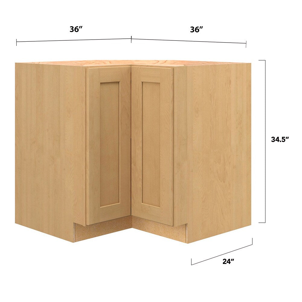 allen + roth Innsbrook 36-in W x 34.5-in H x 24-in D Rye Lazy Susan Corner Base Fully Assembled Cabinet (Flat Panel Shaker Style)
