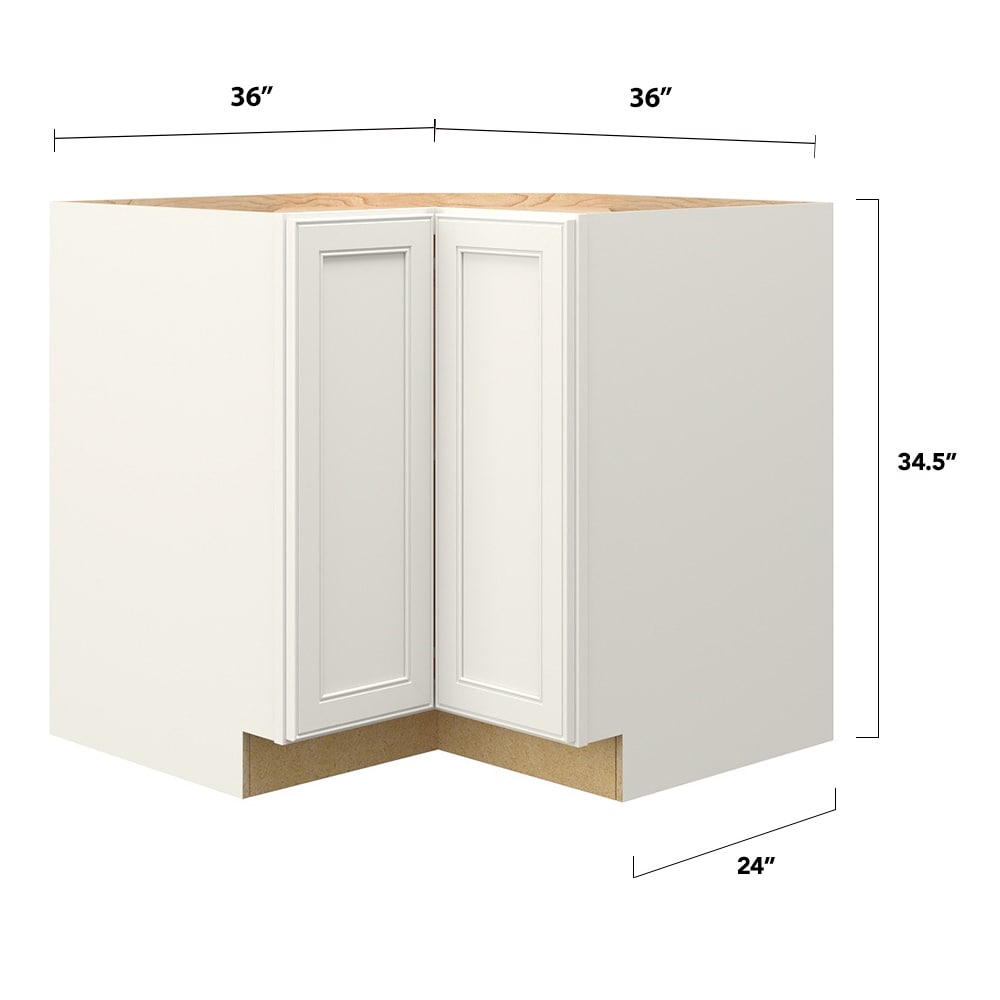 allen + roth McKeller 36-in W x 34.5-in H x 24-in D Linen Diagonal Corner Base Fully Assembled Cabinet (Flat Panel Square Style)