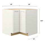 allen + roth McKeller 36-in W x 34.5-in H x 24-in D Linen Diagonal Corner Base Fully Assembled Cabinet (Flat Panel Square Style)