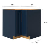 allen + roth Port 36-in W x 34.5-in H x 24-in D Navy Diagonal Corner Base Fully Assembled Cabinet (Flat Panel Shaker Style)