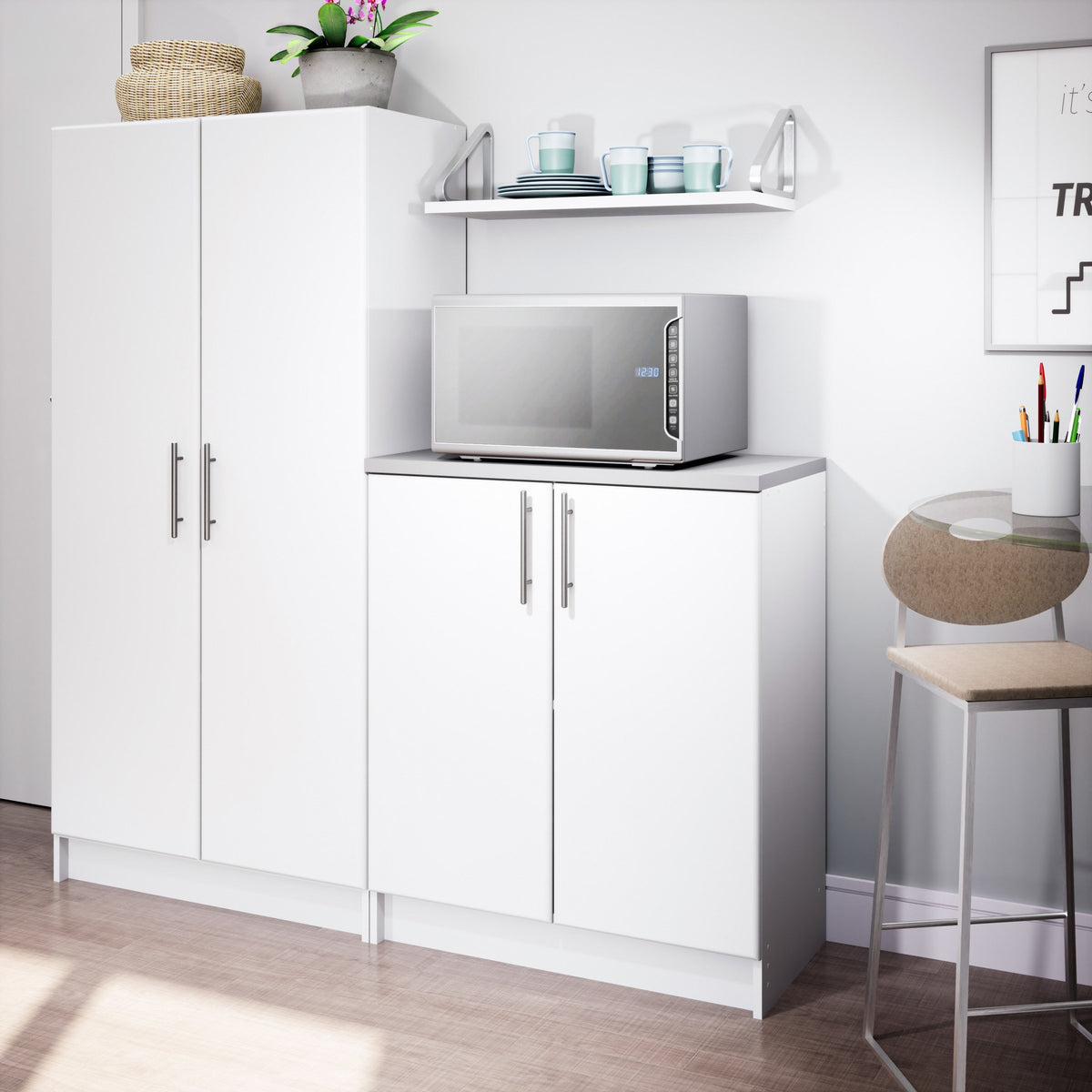 Prepac Elite 32-in W x 35.75-in H Wood Composite White Freestanding Utility Storage Cabinet