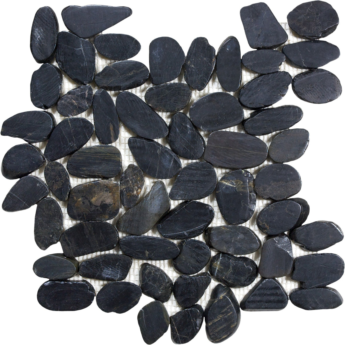 Satori River Rock Black 12-in x 12-in Natural Stone Marble Pebble Floor and Wall Tile (0.96-sq ft Piece)