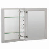 WELLFOR DH 16-in x 20-in Surface/Recessed Mount Satin Aluminum Mirrored Soft Close Medicine Cabinet