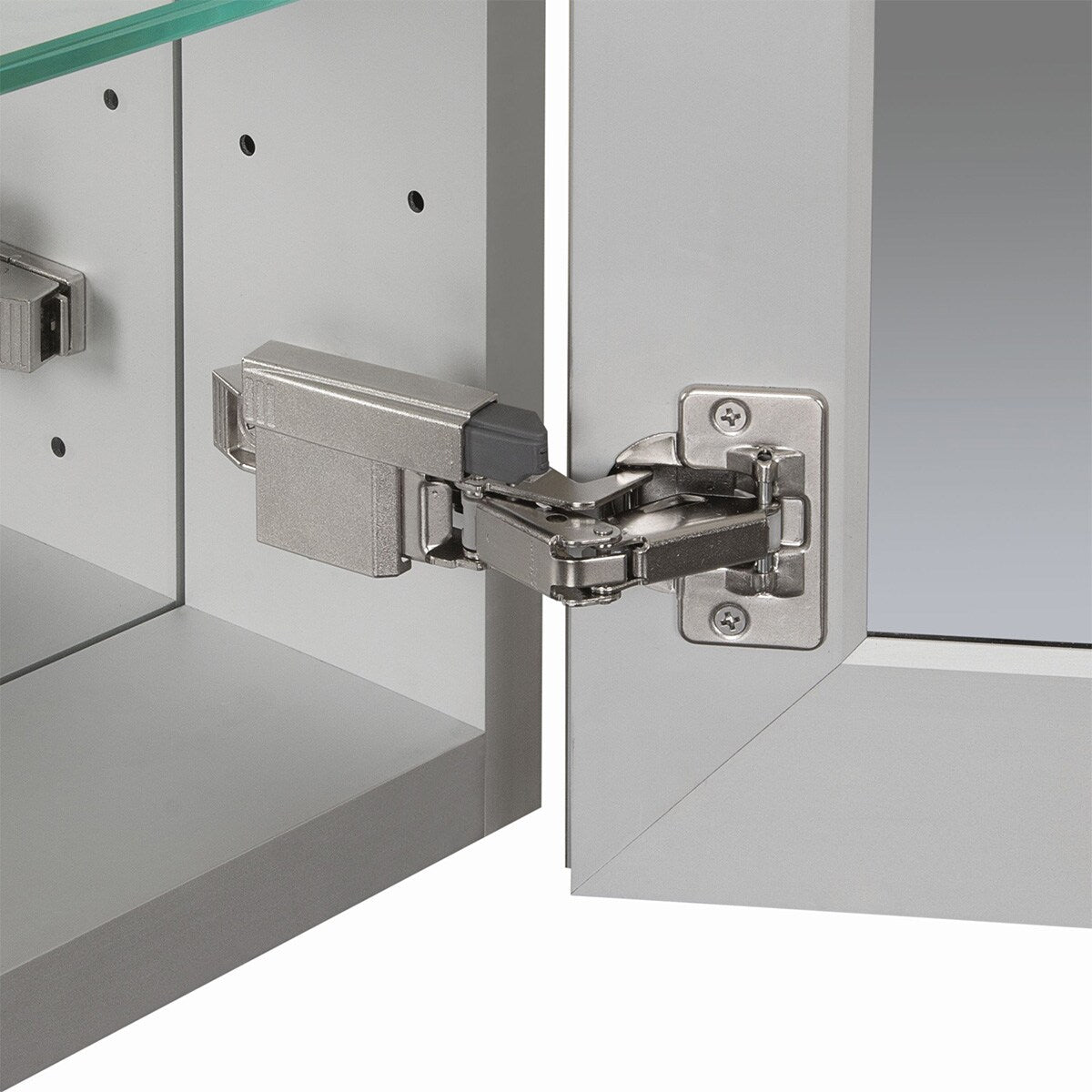 WELLFOR DH 16-in x 20-in Surface/Recessed Mount Satin Aluminum Mirrored Soft Close Medicine Cabinet