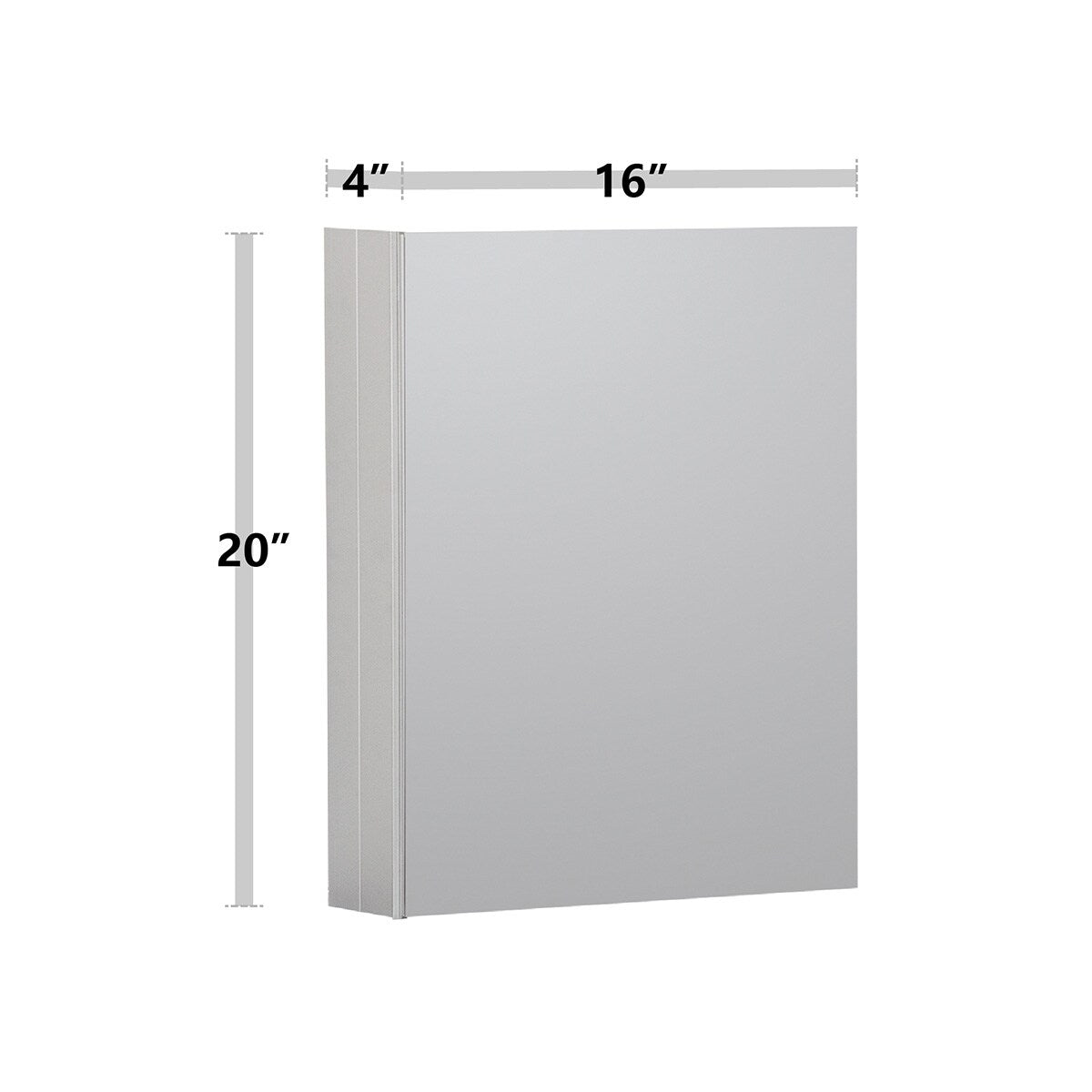 WELLFOR DH 16-in x 20-in Surface/Recessed Mount Satin Aluminum Mirrored Soft Close Medicine Cabinet