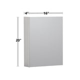 WELLFOR DH 16-in x 20-in Surface/Recessed Mount Satin Aluminum Mirrored Soft Close Medicine Cabinet