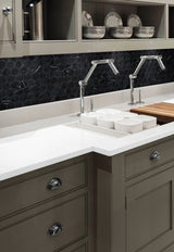 Satori Nero 12-in x 12-in Polished Natural Stone Marble Look Hexagon Mosaic Wall Tile (0.96-sq. ft/ Piece)