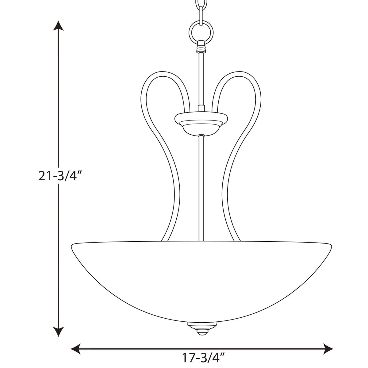 Progress Lighting Heart 3-Light Antique Bronze Farmhouse Etched Glass Bowl Medium Hanging Pendant Light