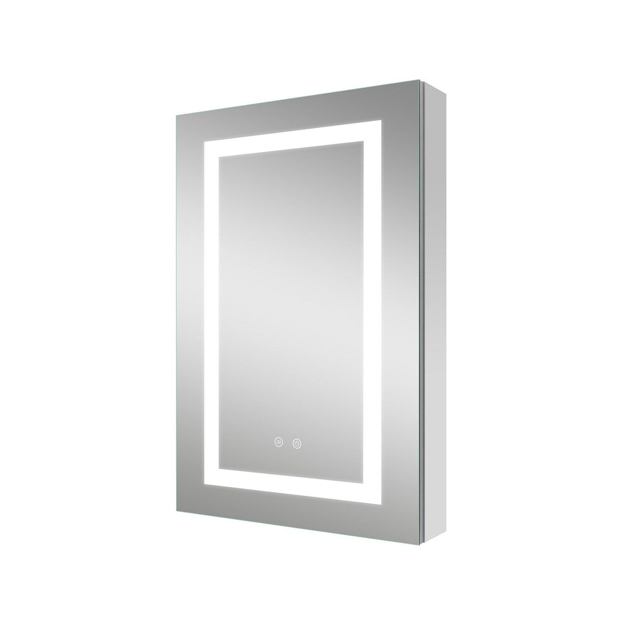 WELLFOR NIKA 20-in x 30-in Lighted LED Fog Free Surface/Recessed Mount Silver Mirrored Soft Close Medicine Cabinet with Outlet