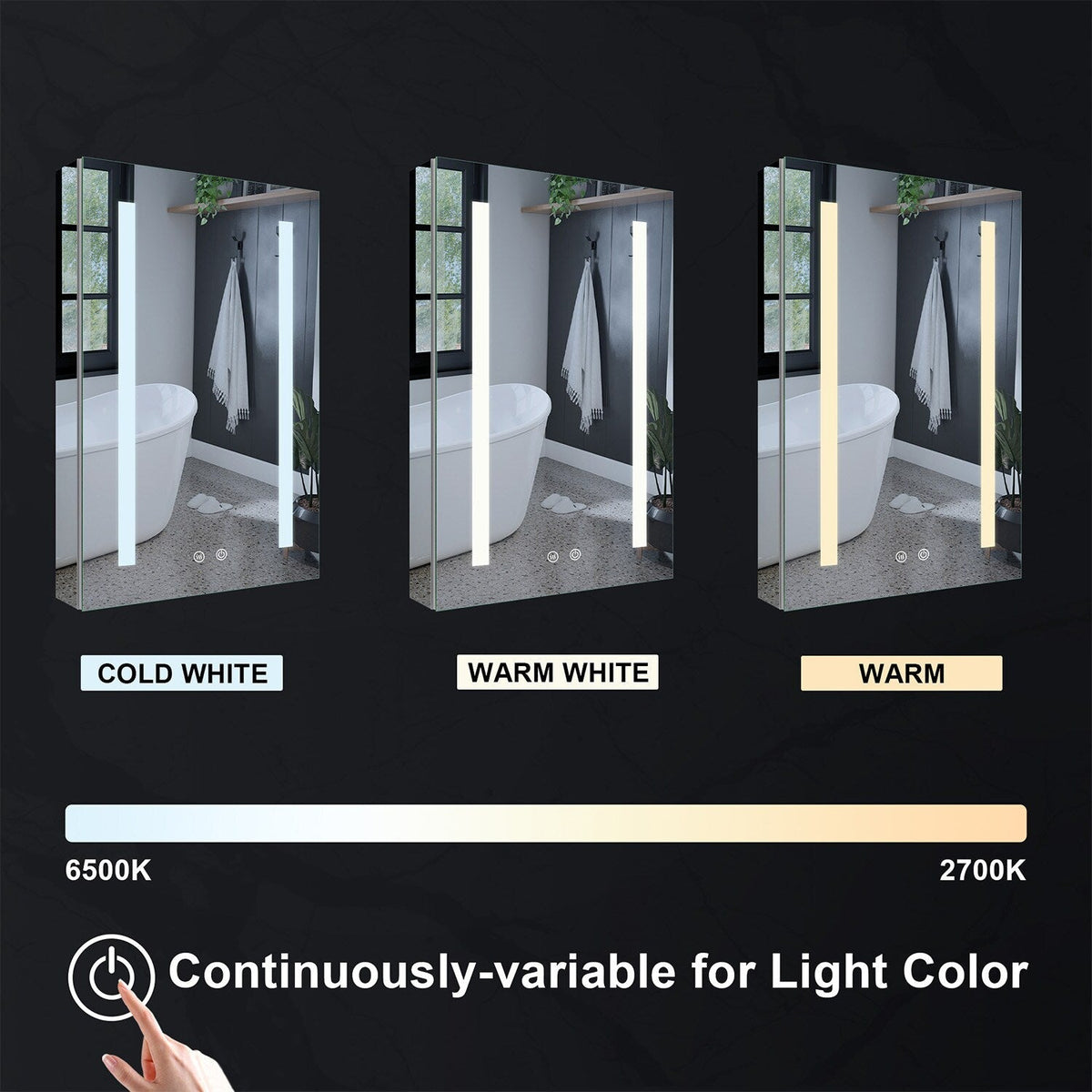 WELLFOR VICK 20-in x 30-in Lighted LED Fog Free Surface/Recessed Mount Silver Mirrored Soft Close Medicine Cabinet with Outlet