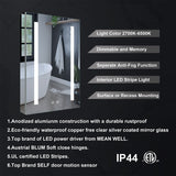 WELLFOR VICK 20-in x 30-in Lighted LED Fog Free Surface/Recessed Mount Silver Mirrored Soft Close Medicine Cabinet with Outlet
