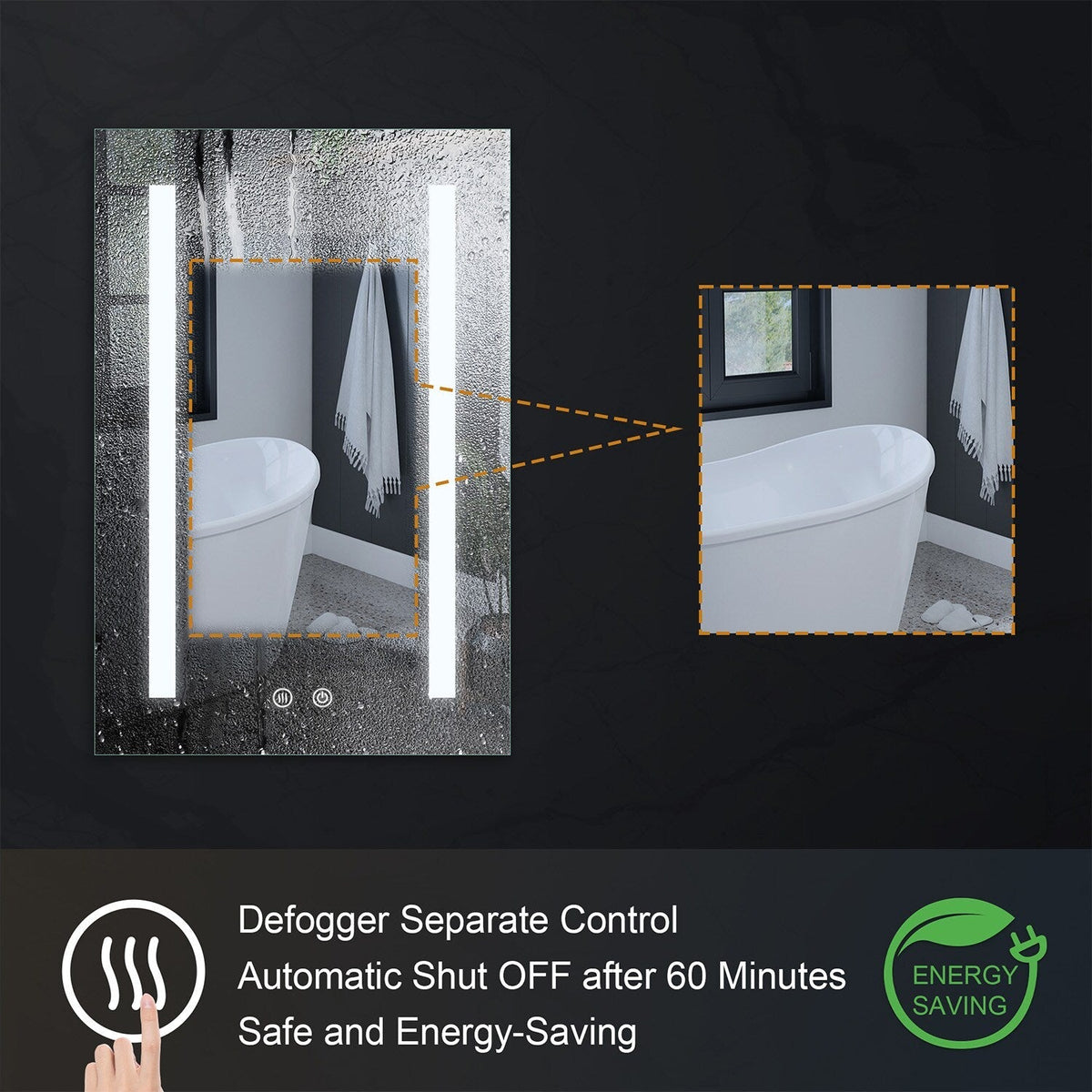 WELLFOR VICK 20-in x 30-in Lighted LED Fog Free Surface/Recessed Mount Silver Mirrored Soft Close Medicine Cabinet with Outlet