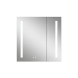 WELLFOR VICK 30-in x 30-in Lighted LED Fog Free Surface/Recessed Mount Silver Mirrored Soft Close Medicine Cabinet with Outlet
