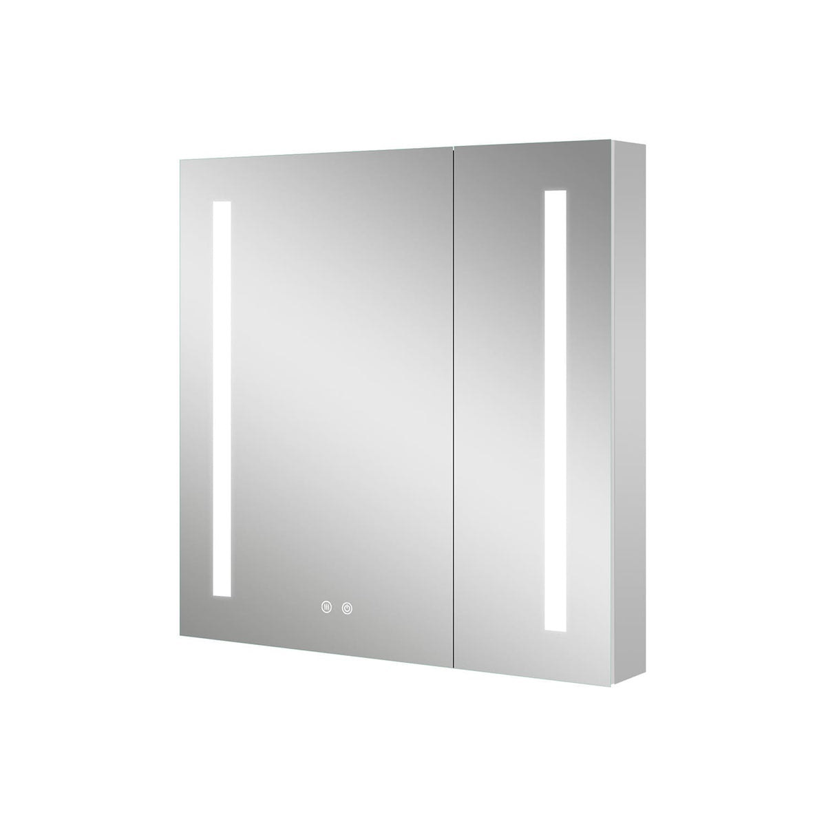 WELLFOR VICK 30-in x 30-in Lighted LED Fog Free Surface/Recessed Mount Silver Mirrored Soft Close Medicine Cabinet with Outlet
