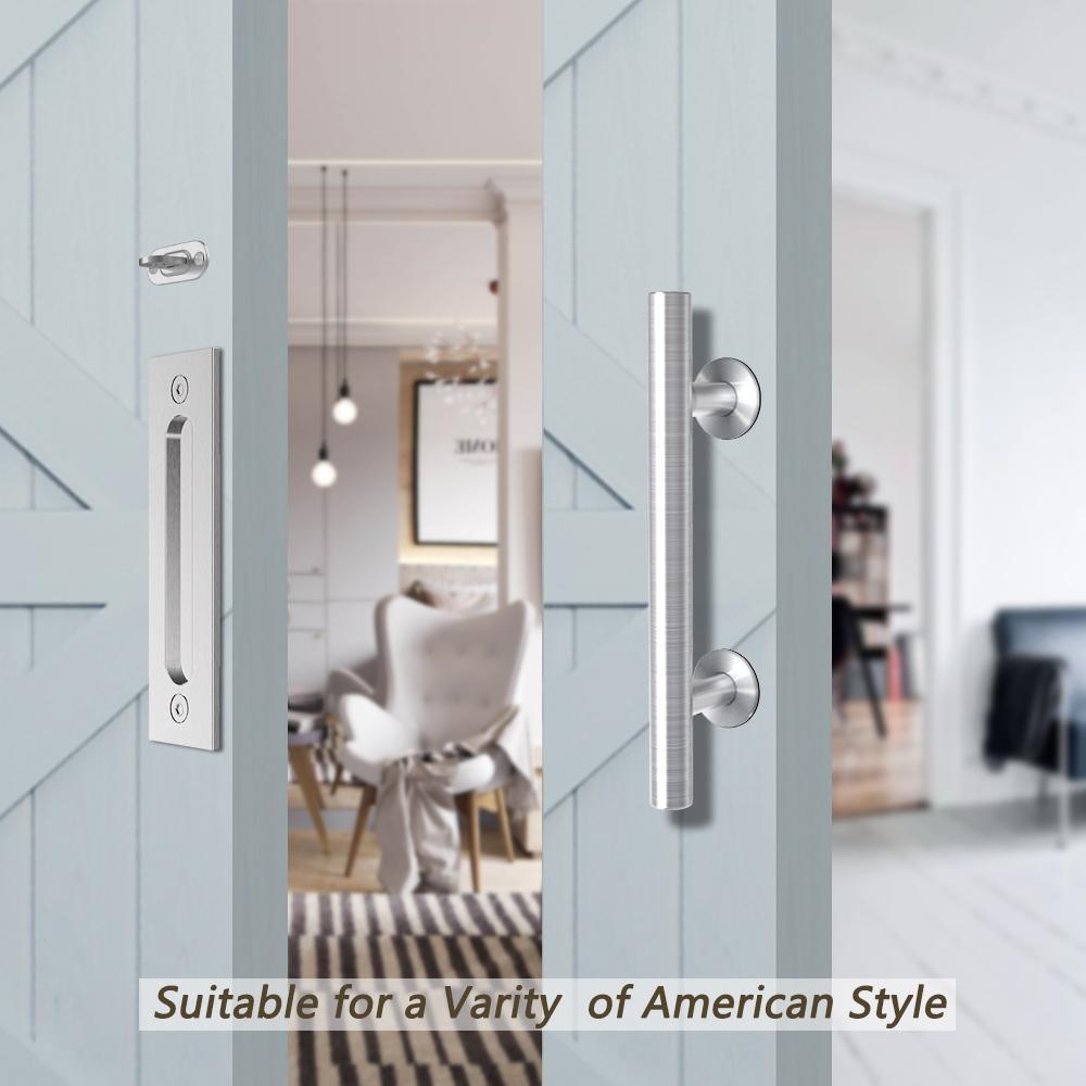 12 in. Stainless Steel Ladder Sliding Barn Door Handle with Hook Lock Latch - Super Arbor