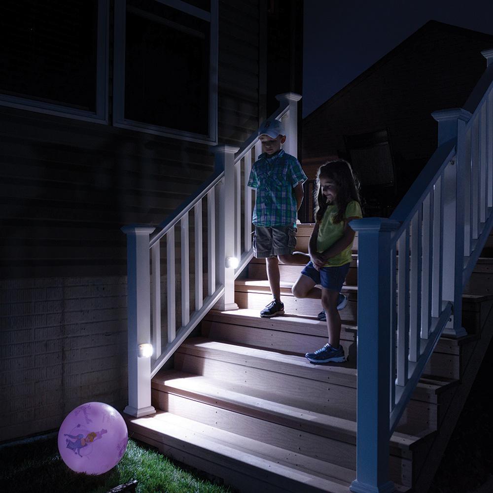 Outdoor 35 Lumen Battery Powered Motion Activated Integrated LED Step/Deck/Stair Light, Brown (2-Pack) - Super Arbor