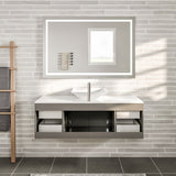 Eviva Totti Wave 48 in. W x 21 in. D x 22 in. H Bathroom Vanity in Gray with White Glassos Top and White Sink