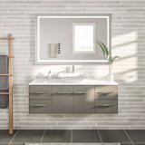 Eviva Totti Wave 48 in. W x 21 in. D x 22 in. H Bathroom Vanity in Gray with White Glassos Top and White Sink