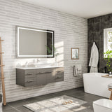 Eviva Totti Wave 48 in. W x 21 in. D x 22 in. H Bathroom Vanity in Gray with White Glassos Top and White Sink