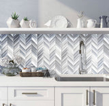 Apollo Tile (Sample) Glacier Blue and White 4-in x 4-in Multi-finish Glass Chevron Mosaic Floor and Wall Tile