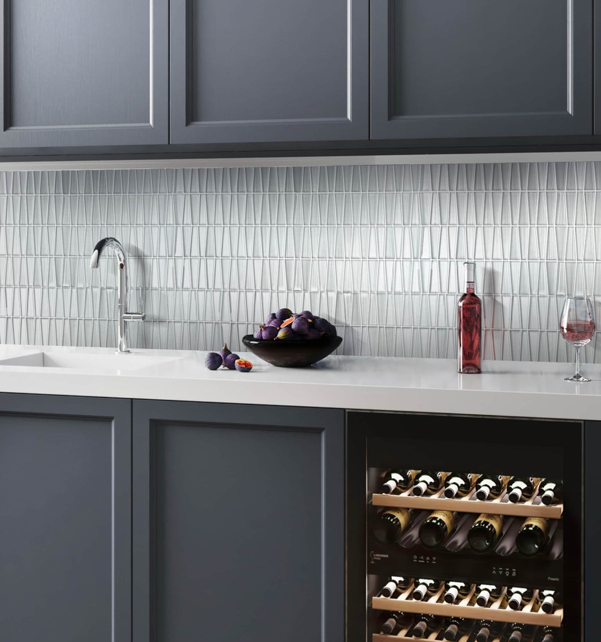 Apollo Tile Glacier Pearl White 12-in x 13-in Polished Glass Linear Floor and Wall Tile (5.38-sq. ft/ Carton)