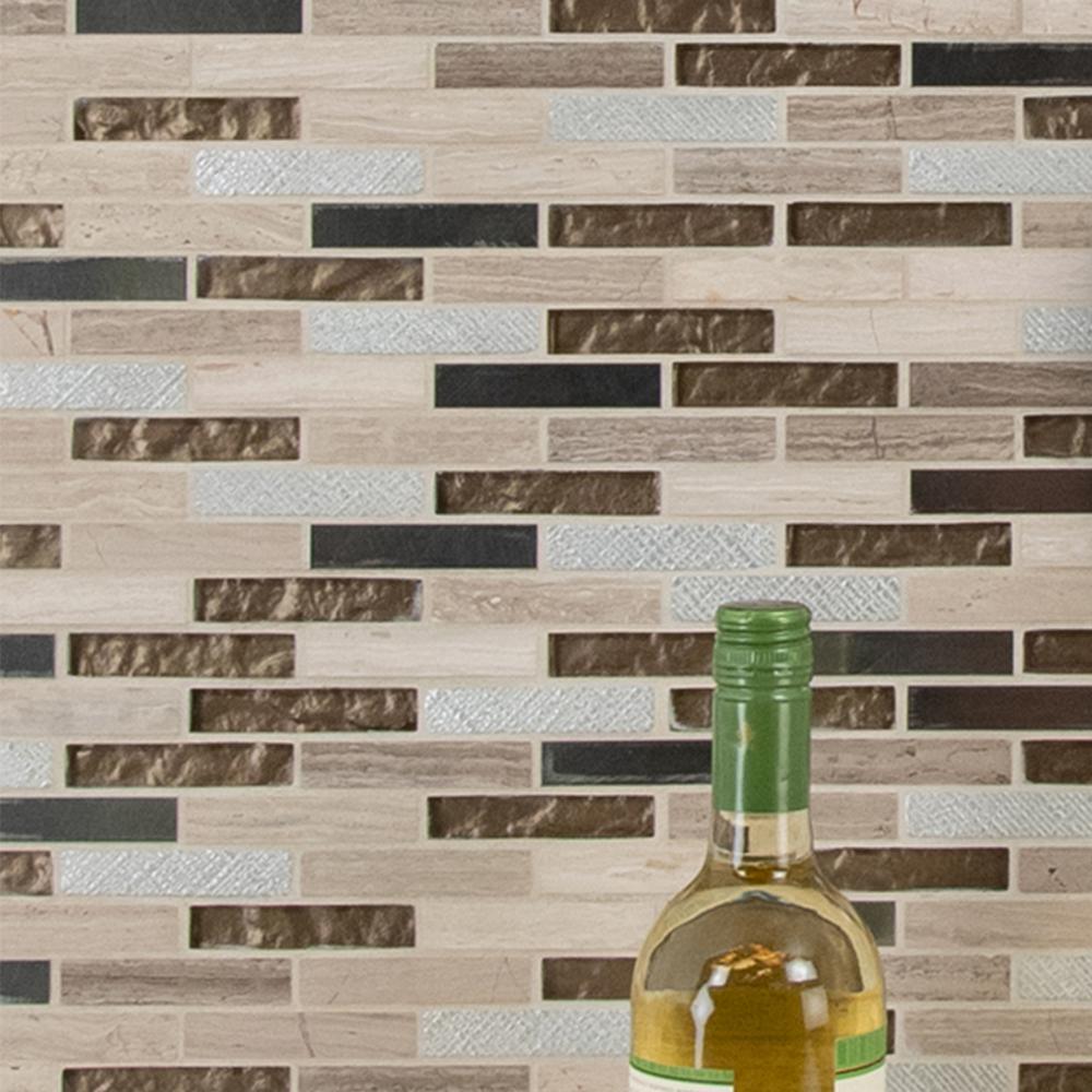 Diamante Brick 12 in. x 12 in. x 8 mm Glass Stone Mesh-Mounted Mosaic Wall Tile (10 sq. ft. / case) - Super Arbor