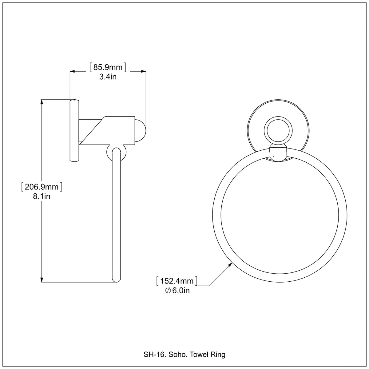 Allied Brass Soho Matte White Wall Mount Towel Ring, 6-in Diameter