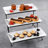 Gracious Dining 4-Piece White 3-Tier Fine Ceramic Cake Stand with Metal Rack