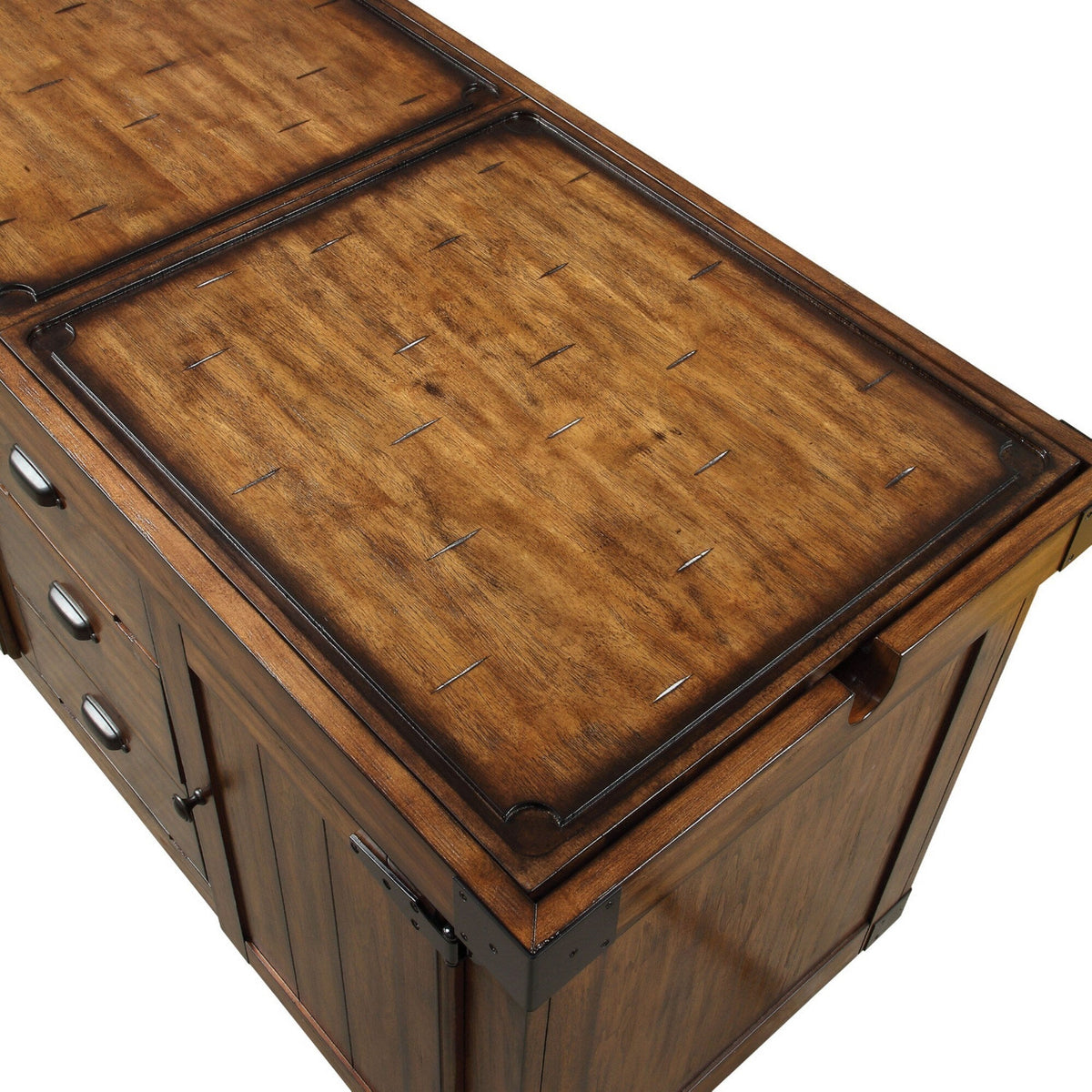 Benzara Brown Wood Veneer Base with Mdf Wood Top Kitchen Cart (22-in x 57-in x 36-in)