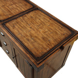 Benzara Brown Wood Veneer Base with Mdf Wood Top Kitchen Cart (22-in x 57-in x 36-in)