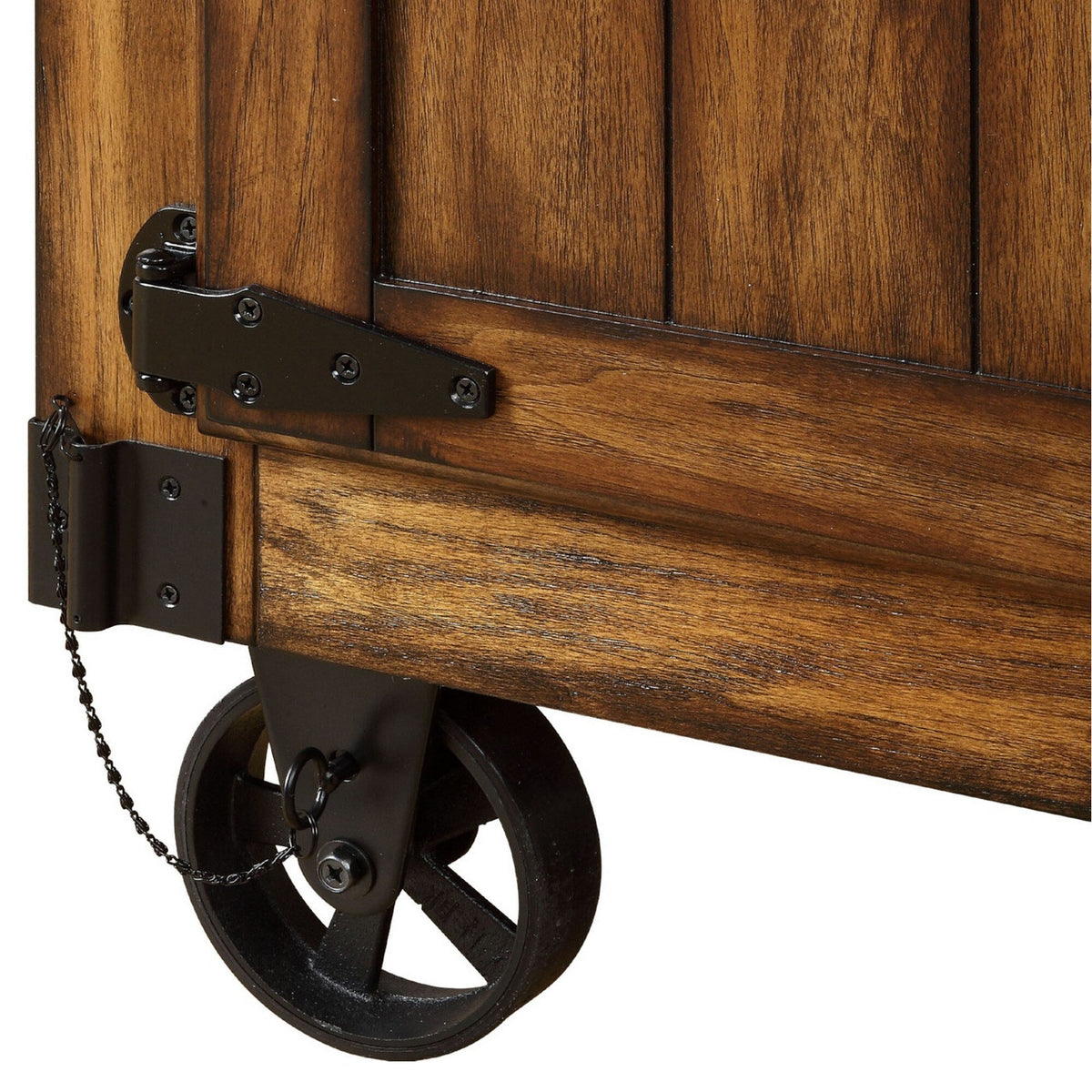 Benzara Brown Wood Veneer Base with Mdf Wood Top Kitchen Cart (22-in x 57-in x 36-in)