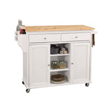 Benzara White Mdf Base with Mdf Wood Top Kitchen Cart (18-in x 47-in x 34-in)