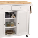 Benzara White Mdf Base with Mdf Wood Top Kitchen Cart (18-in x 47-in x 34-in)