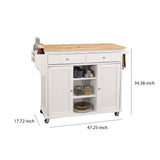 Benzara White Mdf Base with Mdf Wood Top Kitchen Cart (18-in x 47-in x 34-in)