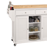 Benzara White Mdf Base with Mdf Wood Top Kitchen Cart (18-in x 47-in x 34-in)