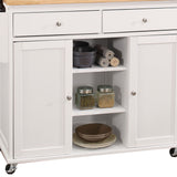 Benzara White Mdf Base with Mdf Wood Top Kitchen Cart (18-in x 47-in x 34-in)