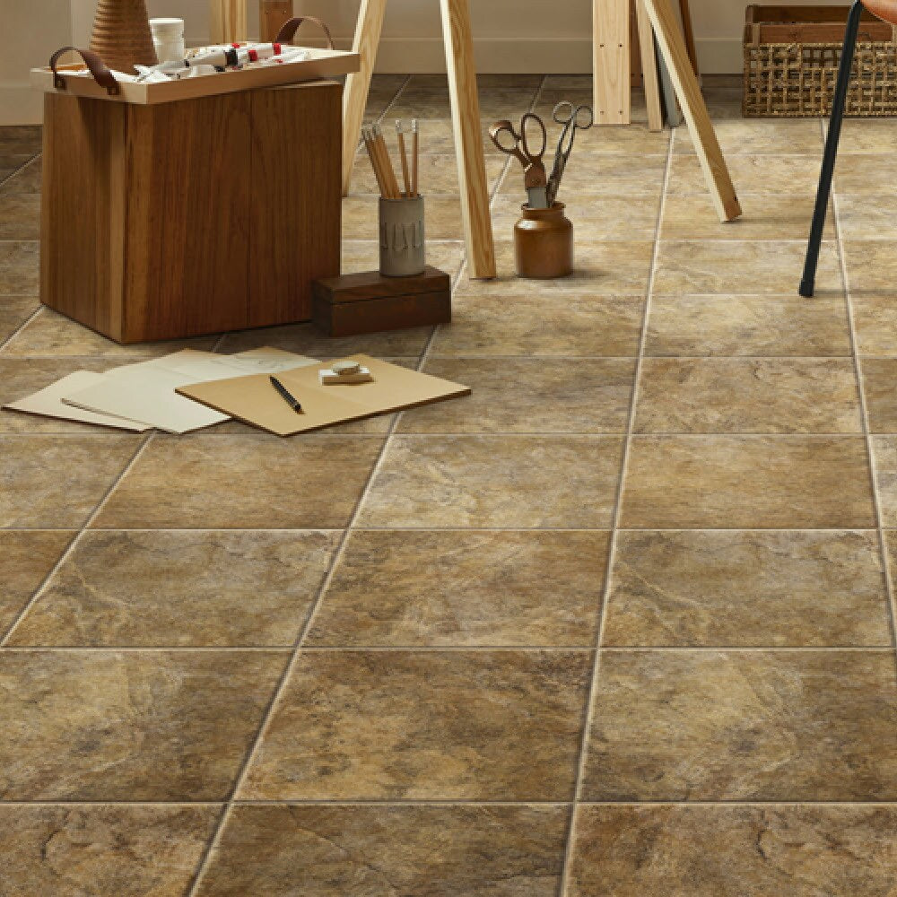 Congoleum AirStep Plus Starlight Sunstone 12-ft W Cut-to-Length Stone Look Low-Gloss Sheet Vinyl Flooring