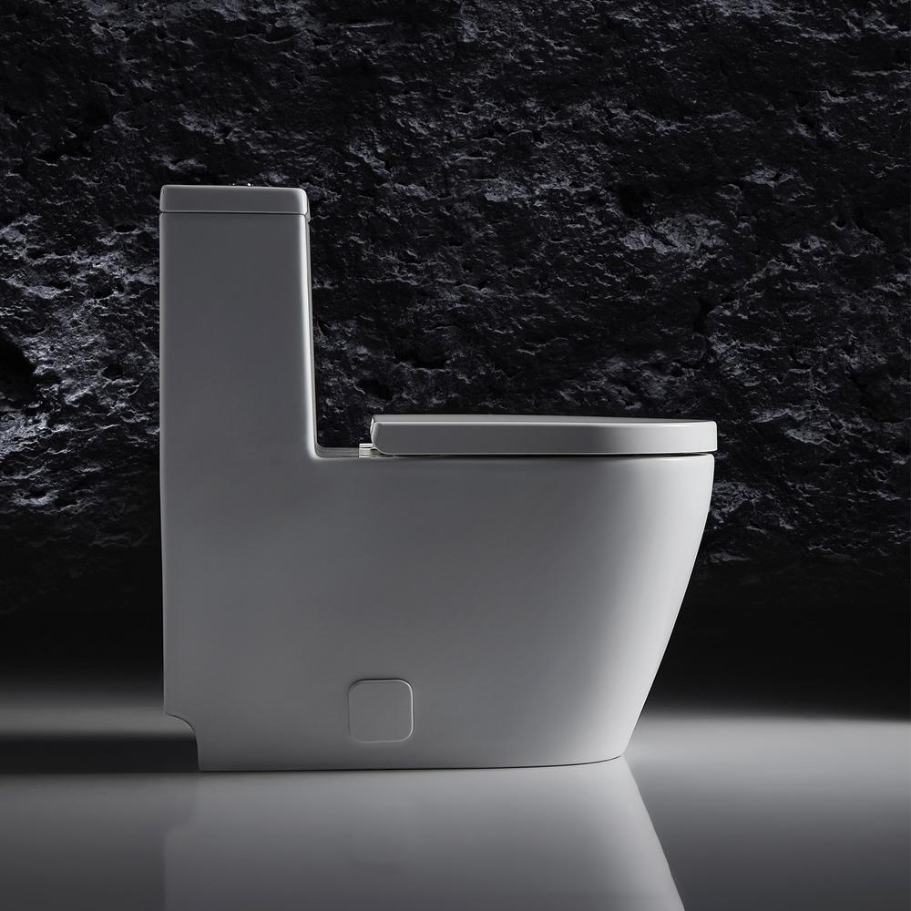 Modern Fashion Round Toilet 1-Piece White 1 Piece 0.8/1.28 GPF White Double Flush Toilet - Super Arbor