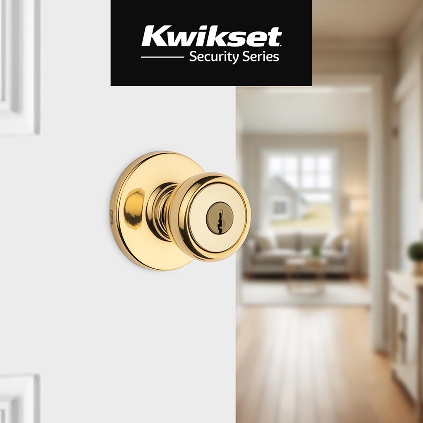 Kwikset Tylo Polished Brass Entry Knobs, ANSI/BHMA Grade 3, 1-3/4 in.