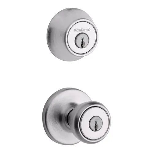 Kwikset Tylo Satin Chrome Entry Lock and Single Cylinder Deadbolt, ANSI/BHMA Grade 3, 1-3/4 in