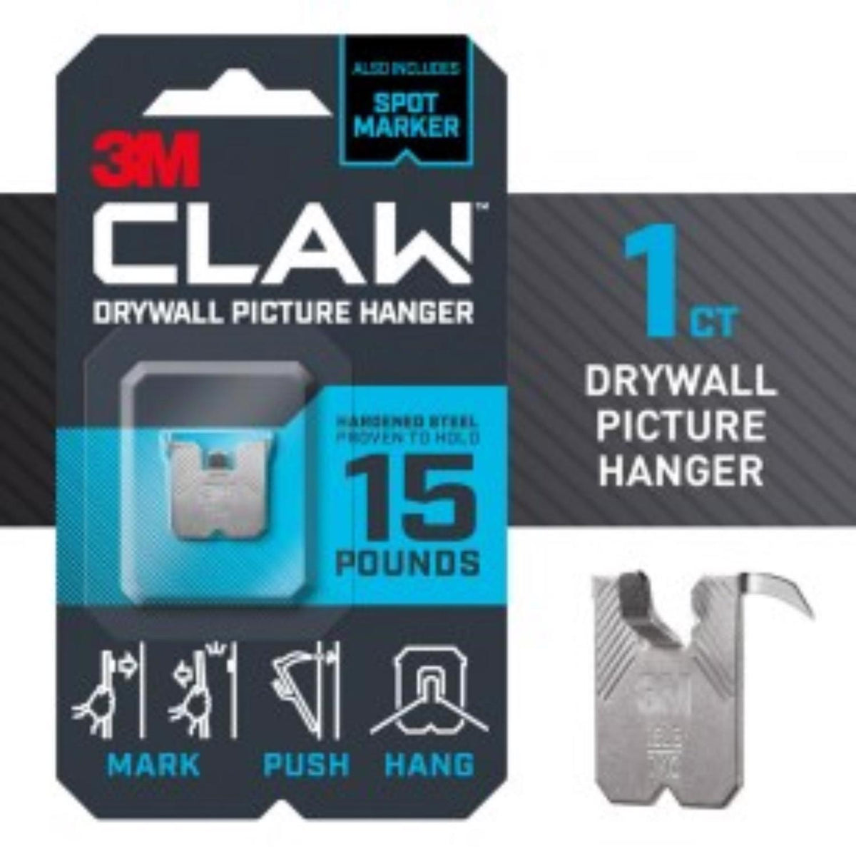 3M Claw Silver Drywall Picture Hanger, 15 lb, 1 Pack