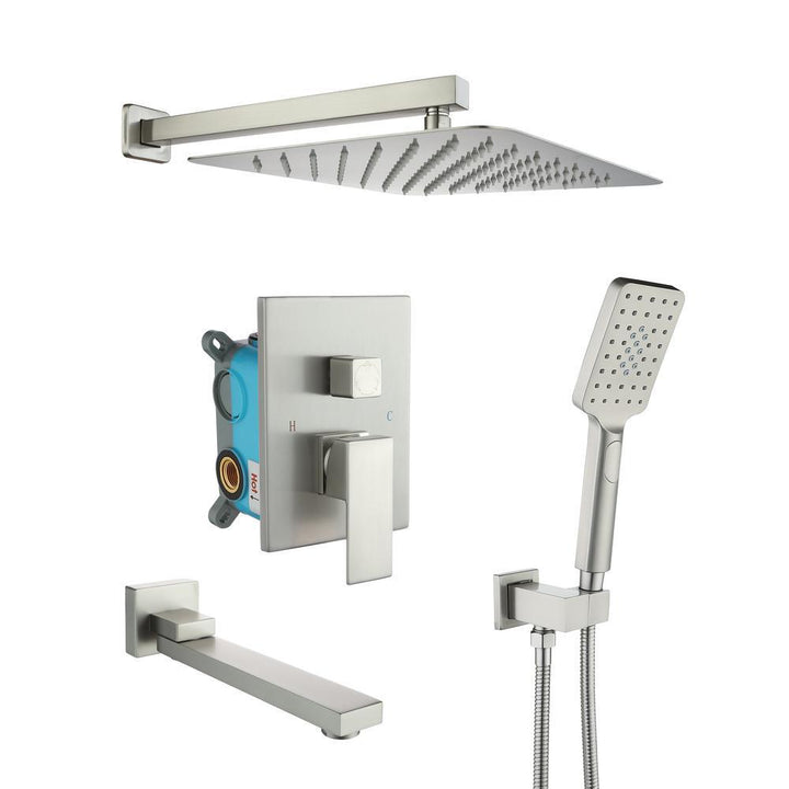 3-Spray with 2.5 GPM 10 in. 3 Functions Tub Wall Mount Dual Shower Heads in Spot in Brushed Nickle (Valve Included) - Super Arbor
