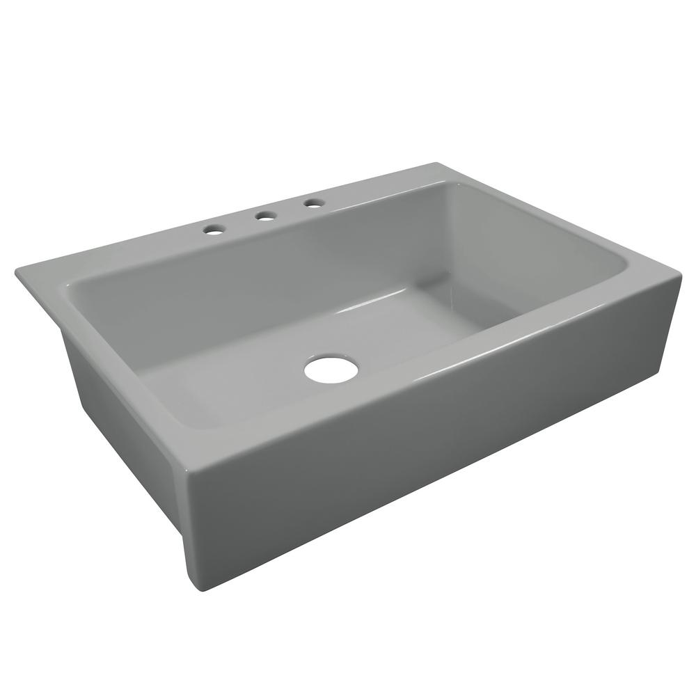 Josephine Quick-Fit Drop-in Farmhouse Fireclay 33.85 in. 3-Hole Single Bowl Kitchen Sink in Crisp White - Super Arbor
