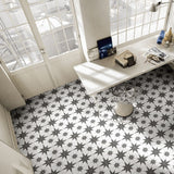 Merola Tile Stella Nero Encaustic 9-3/4 in. x 9-3/4 in. Porcelain Floor and Wall Tile (11.11 sq. ft. / case)