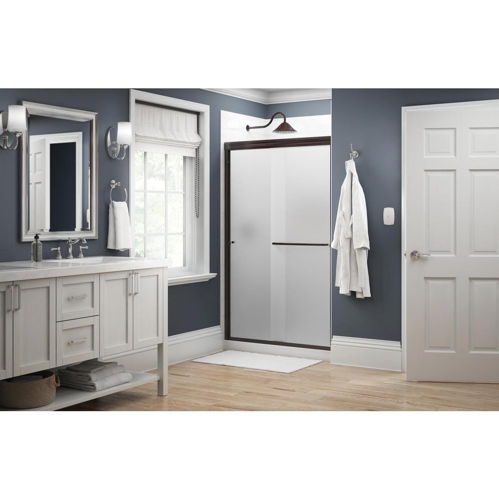 Simplicity 48 in. x 70 in. Semi-Frameless Traditional Sliding Shower Door in Bronze with Niebla Glass - Super Arbor