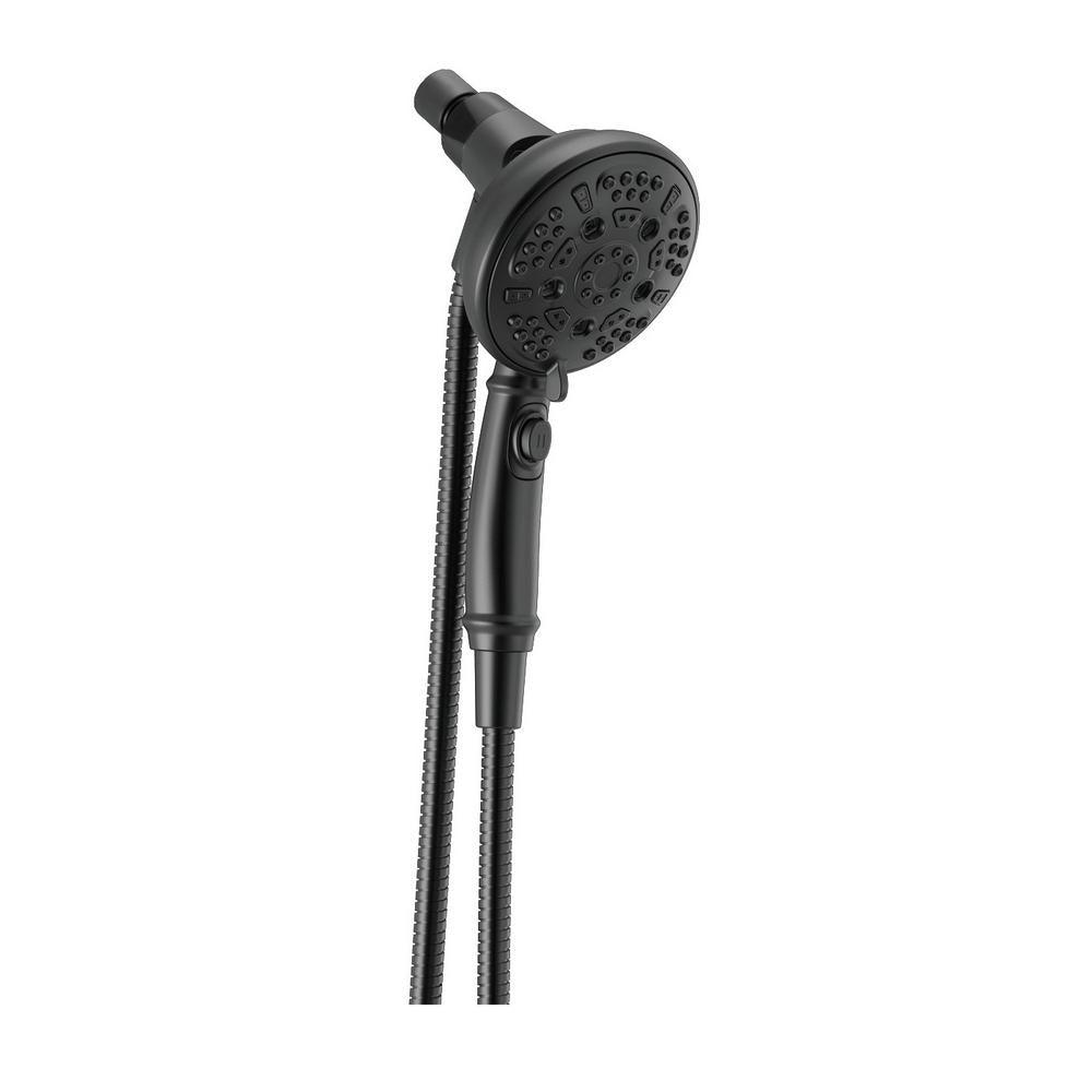 SureDock 7-Spray 5 in. Single Wall Mount Handheld H2Okinetic Shower Head in Matte Black - Super Arbor