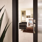 Century Satin Nickel Single Cylinder Deadbolt with Left Handed Merano Lever Door Handleset - Super Arbor