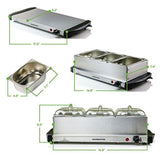 Mini 3-Tray Buffet Server and Food Warmer with Stand Alone Warmer Tray