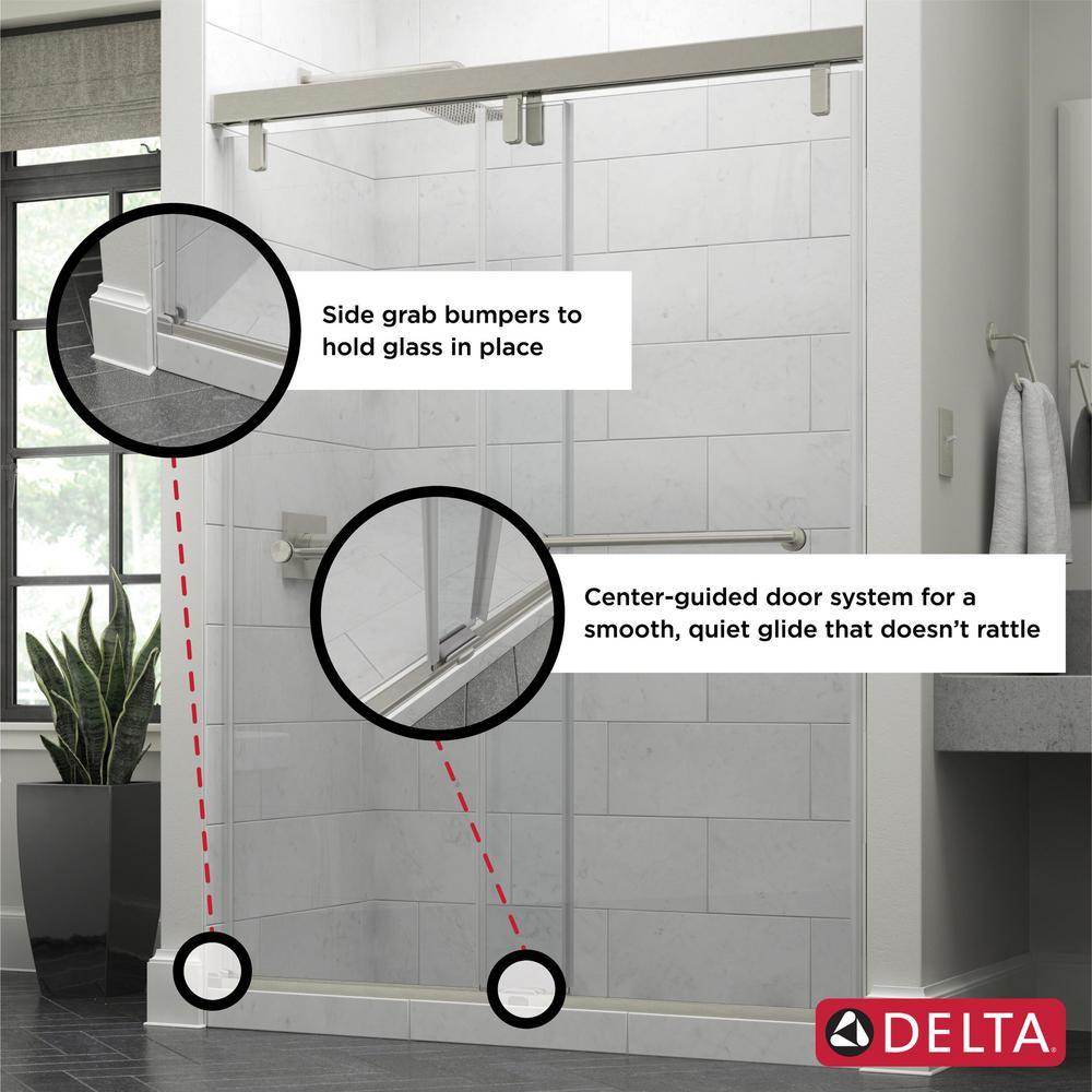 Everly 60 in. x 59-1/4 in. Mod Semi-Frameless Sliding Bathtub Door in Bronze and 1/4 in. (6mm) Niebla Glass - Super Arbor